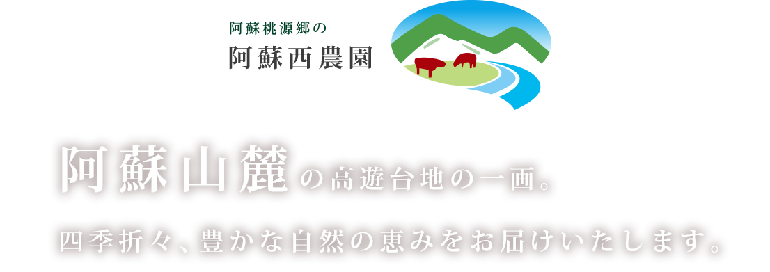 阿蘇山麓の高遊台地の一画。四季折々、豊かな自然の恵みをお届けいたします。